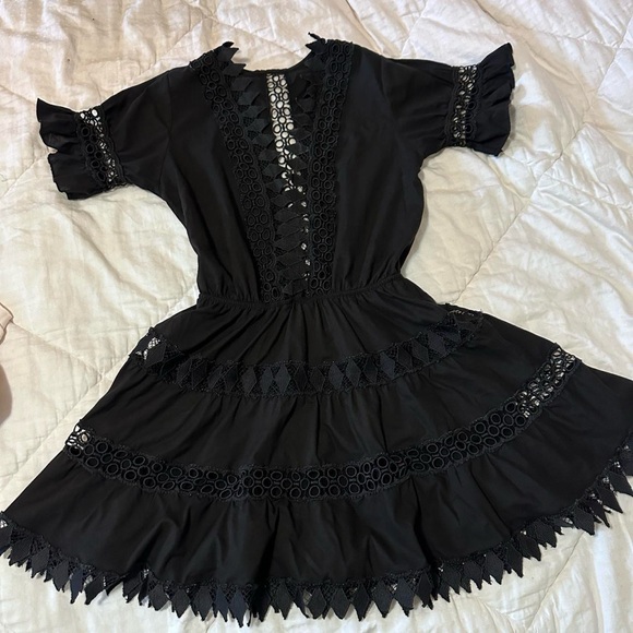 Anthropologie Peixoto Embroidered Lace Cover-Up Mini Dress size small - Picture 3 of 5